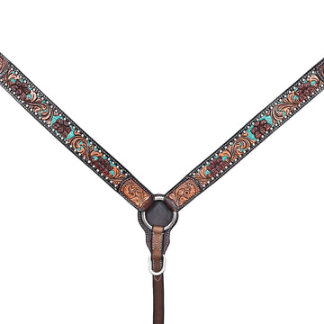 HILASON Western Horse Headstall Breast Collar Leather Brown